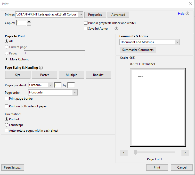 Adobe Print Dialog