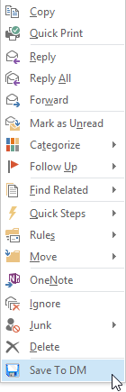 Outlook Context Menu